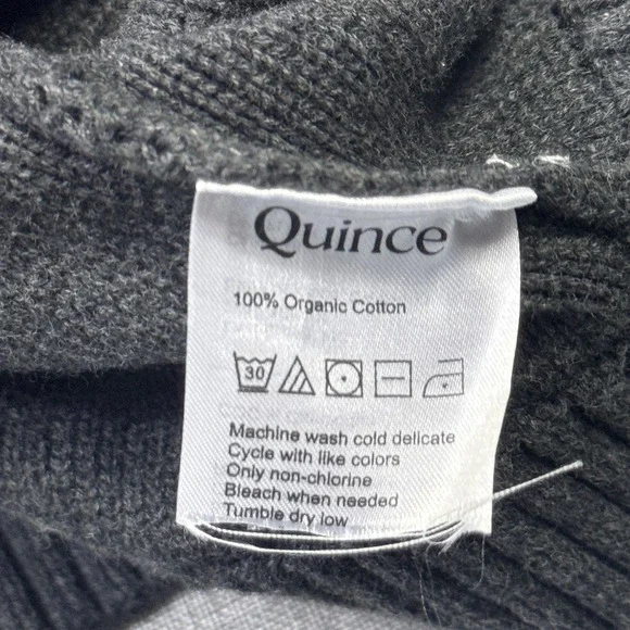 Quince Cardigan Womens Large Gray Crew Neck Button Front 100% Organic Cotton - Picture 3 of 10
